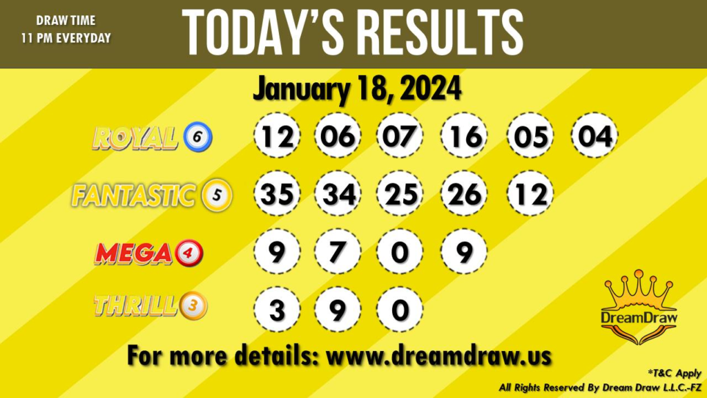 Dream Draw results for January 18, 2024.